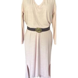GAP Maternity Light Pink V-Neck Long Sleeve knit Midi Dress with Slit Sz: M NWT